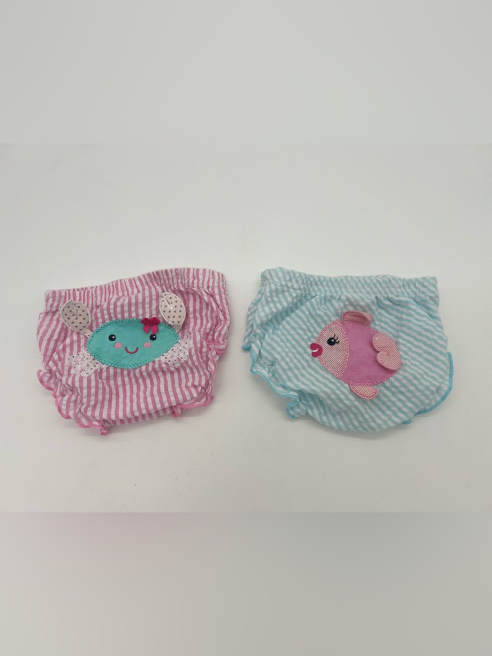 BABY ASPEN~BEACH BUMS ~2 DIAPER COVERS~ Crab And Fish Girl's 6-12 Months